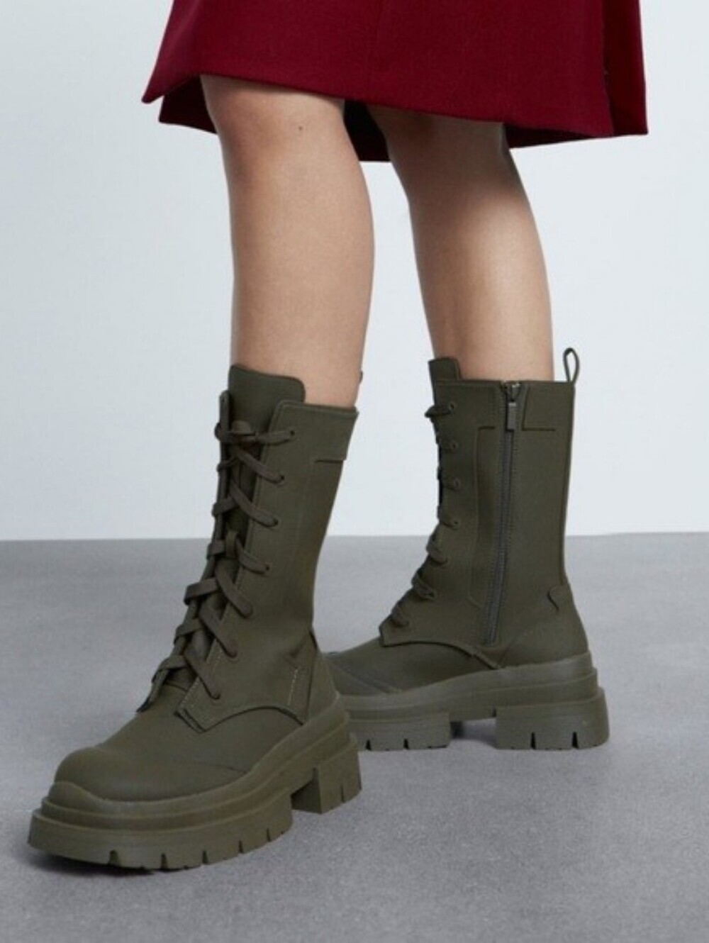 Zara Women’s Chunky Lace-Up Platform Combat Boots Size 40